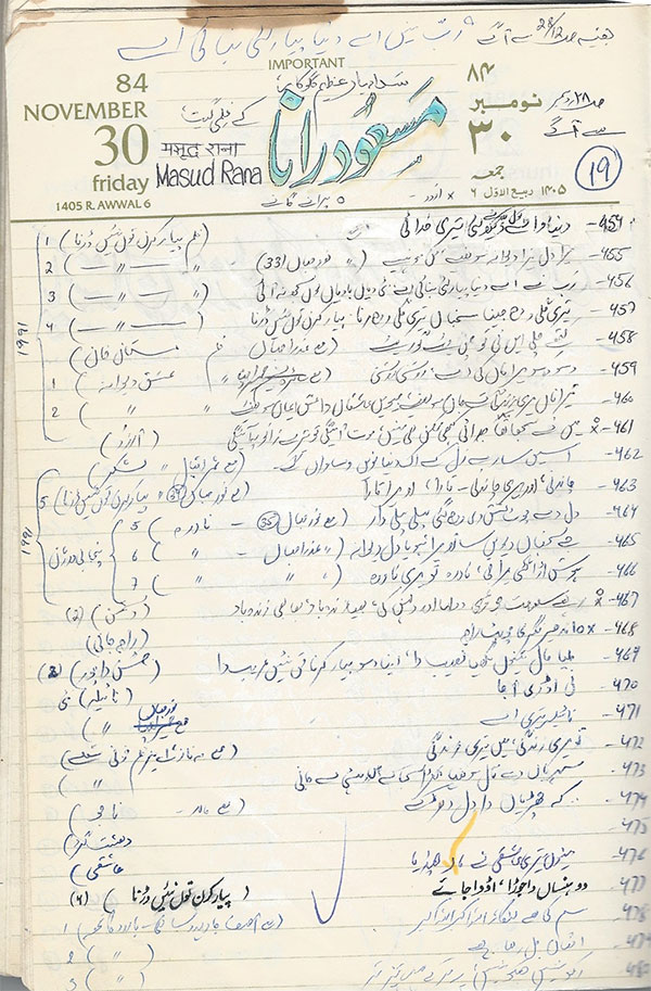 مسعودرانا کے گیتوں کے تحقیقی مراحل