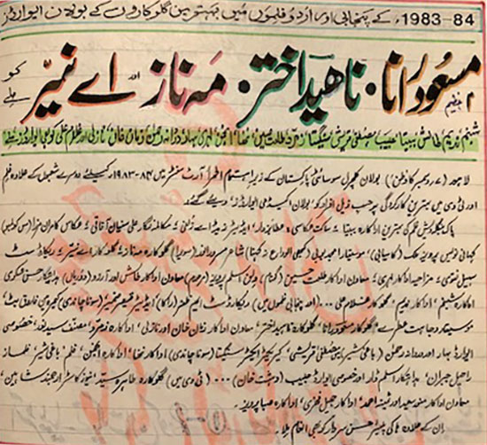 1983/84ء میں دیے گئے بولان فلمی ایوارڈز کی تفصیل